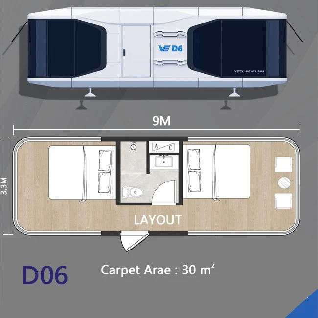 Luxury Prefabricated mobile space capsule container house with 2 beds (3)